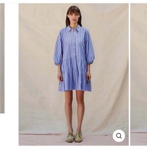 NWT!  Sundry Blue and White Striped Short Tiered Mini Dress, size 1 (small)